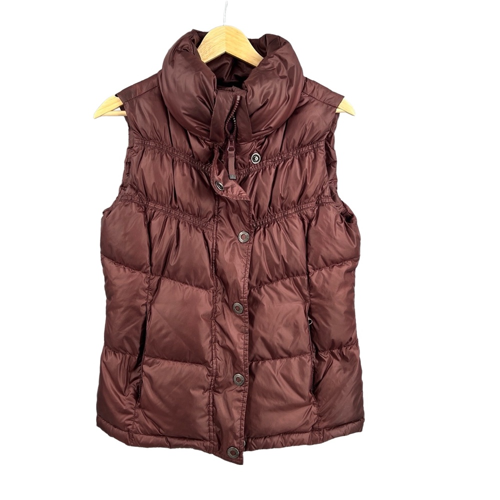prAna Vest Red Down Puffer Zip Front High Collar Sleeveless Womens Small